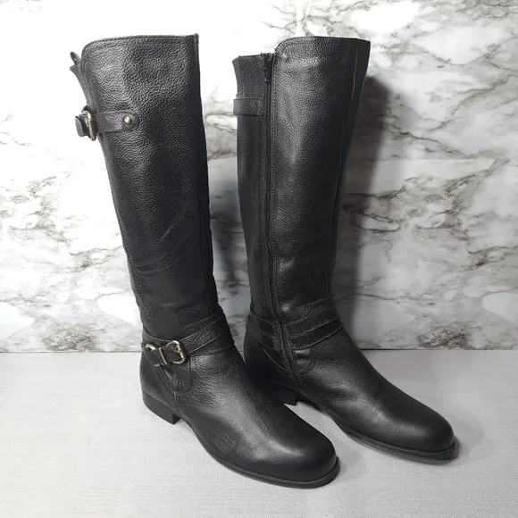 Naturalizer Juletta Women's Leather Boots Black‎ Size 9.5 M Pebbled Leather