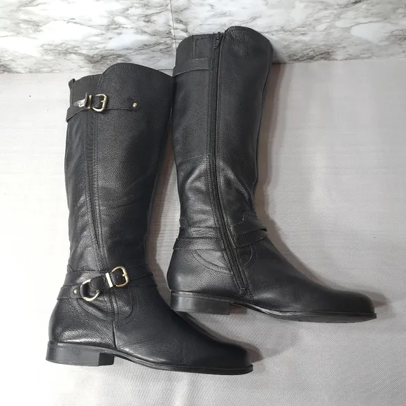 Naturalizer Juletta Women's Leather Boots Black‎ Size 9.5 M Pebbled Leather