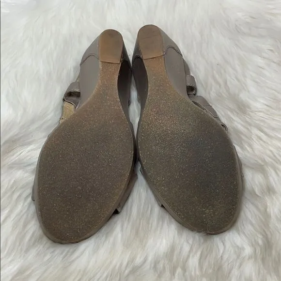 Naya Maher Gold Leather Wedge Sandals Sz. 7.5