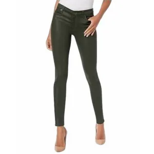 NEW 7 FOR ALL MANKIND the skinny ankle coated shiny mid rise jean in green