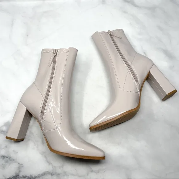 NEW Aldo Audrella Patent Square Toe Block Heel Gogo Ankle Booties Shoes Retro 11