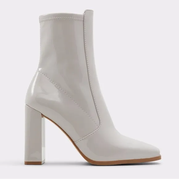 NEW Aldo Audrella Patent Square Toe Block Heel Gogo Ankle Booties Shoes Retro 11