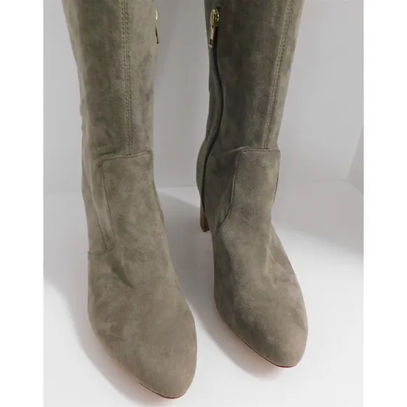 New Anthropologie Gray Suede Leather Thigh High Tall Fashion Boots 10 M