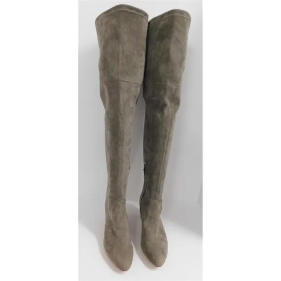 New Anthropologie Gray Suede Leather Thigh High Tall Fashion Boots 10 M