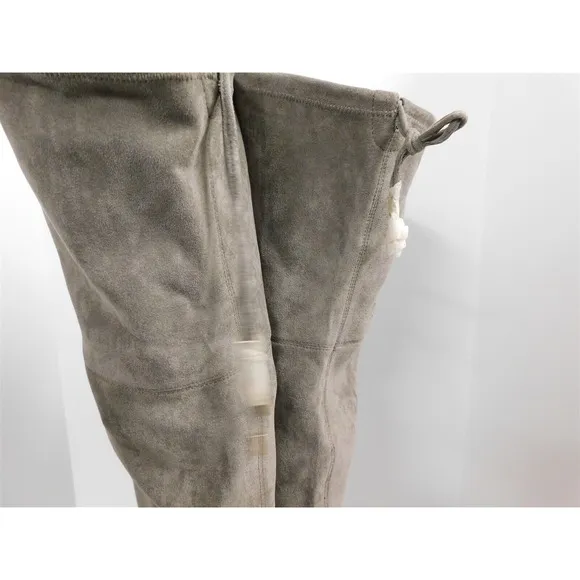 New Anthropologie Gray Suede Leather Thigh High Tall Fashion Boots 10 M