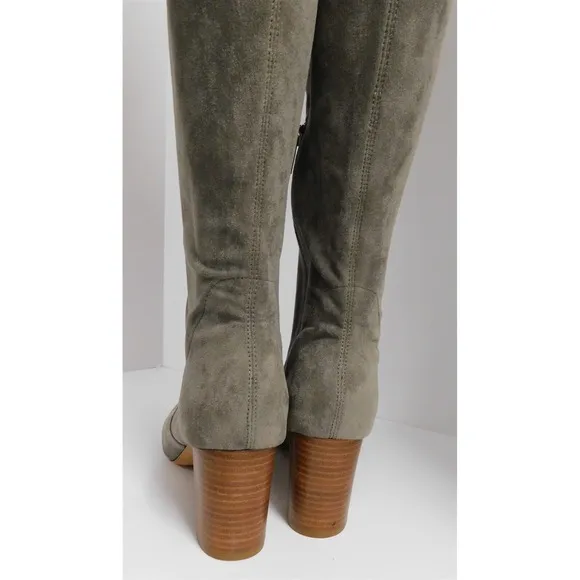 New Anthropologie Gray Suede Leather Thigh High Tall Fashion Boots 10 M