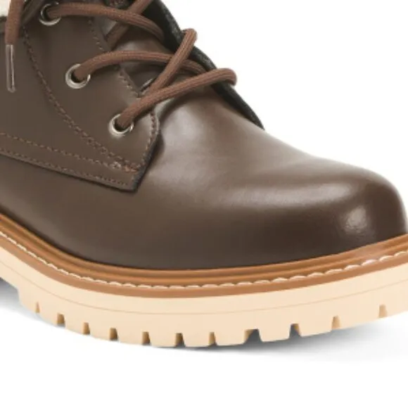 NEW AQUA DIVA Leather Waterproof Lace Up Boots for women brown 561tn