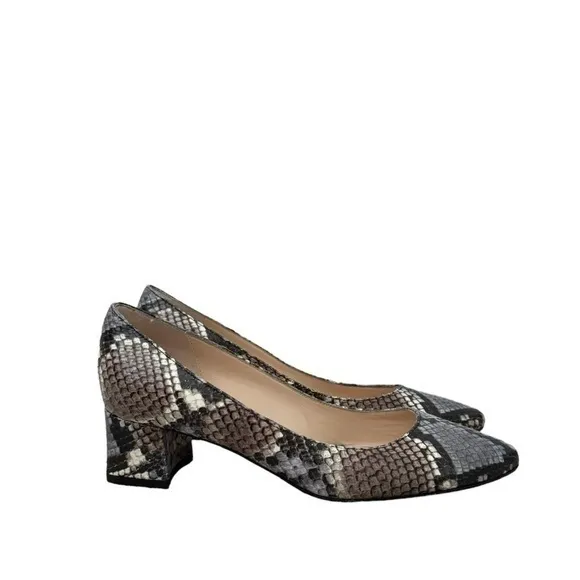 NEW Aquatalia Pasha Embossed Snake Print Pumps Block Heels‎ Size 6