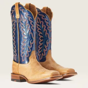 NEW ARIAT women's darbie western boot in tan/navy
