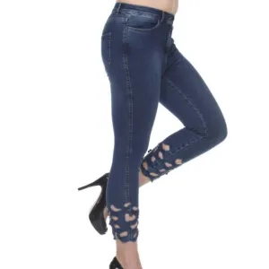 NEW AZI embellished cut out jeans in blue