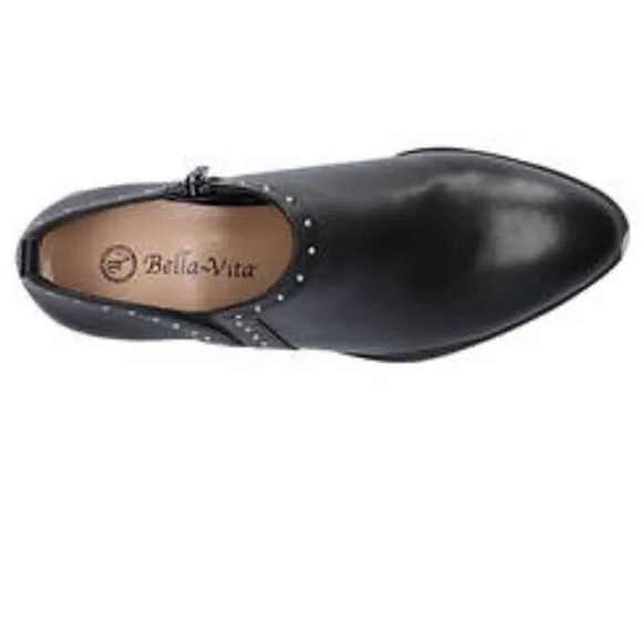 NEW BELLA VITA Lorraine Black Leather Stud Detail Ankle Boots Booties - 10