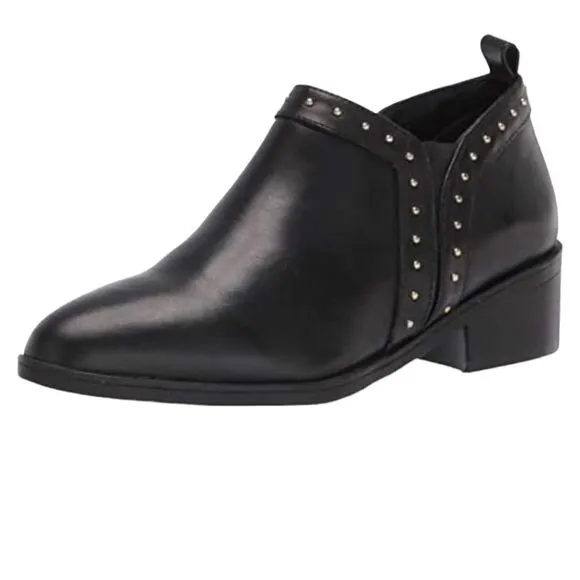 NEW BELLA VITA Lorraine Black Leather Stud Detail Ankle Boots Booties - 10