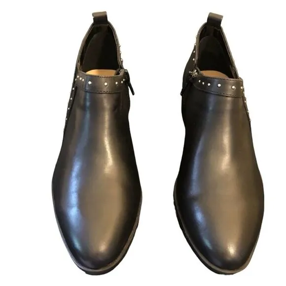 NEW BELLA VITA Lorraine Black Leather Stud Detail Ankle Boots Booties - 10