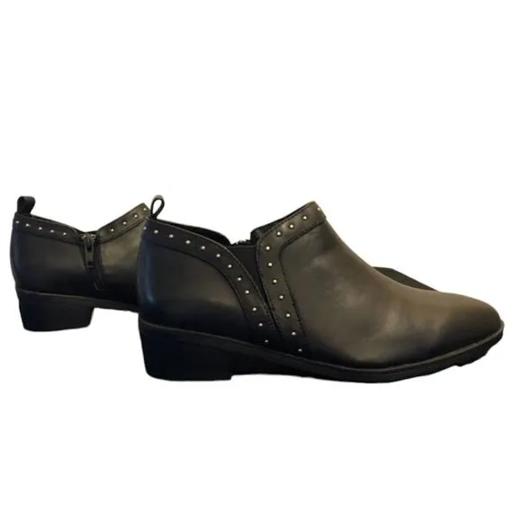 NEW BELLA VITA Lorraine Black Leather Stud Detail Ankle Boots Booties - 10