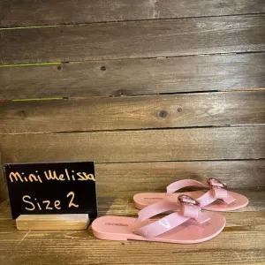 New Big Kids Mini Melissa Harmonic Pink Jelly Heart Thong Flip Flops Sandals 2 Y