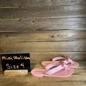 New Big Kids Mini Melissa Harmonic Pink Jelly Heart Thong Flip Flops Sandals 4 Y
