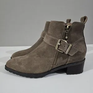 NEW Blondo Susan Zip Ankle Bootie Moto Waterproof Dark Taupe Suede Size 7.5