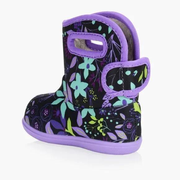 New BOGS II Cartoon Flowers Waterproof Fur Lined Boots Size 6 Toddler Kids Baby