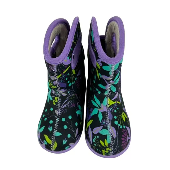 New BOGS II Cartoon Flowers Waterproof Fur Lined Boots Size 6 Toddler Kids Baby