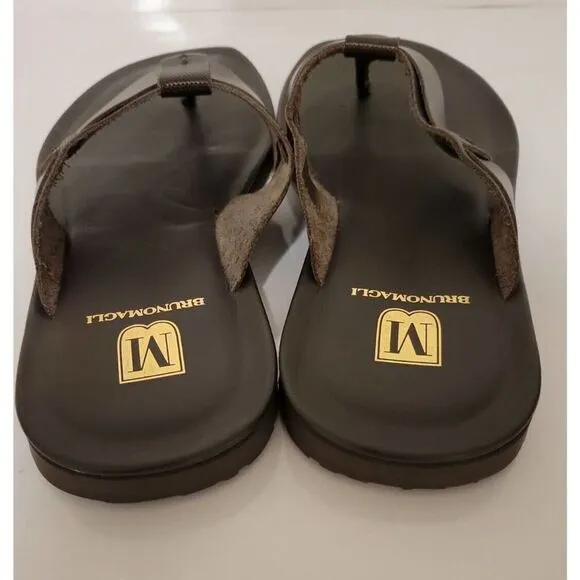 New BRUNO MAGLI Sandals Flip Flops Brown Leather Size 8 MSRP $299 Amalfi