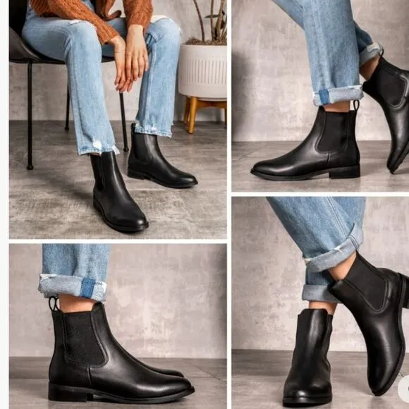 New Camper Iman Black leather chelsea boots women low Ankle size 37 USA 7