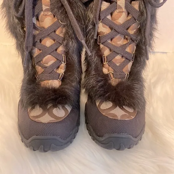 New Coach Jennie Fur Trim Boots Size 6 1/2