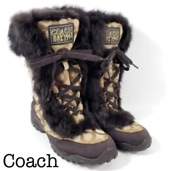 New Coach Jennie Fur Trim Boots Size 6 1/2