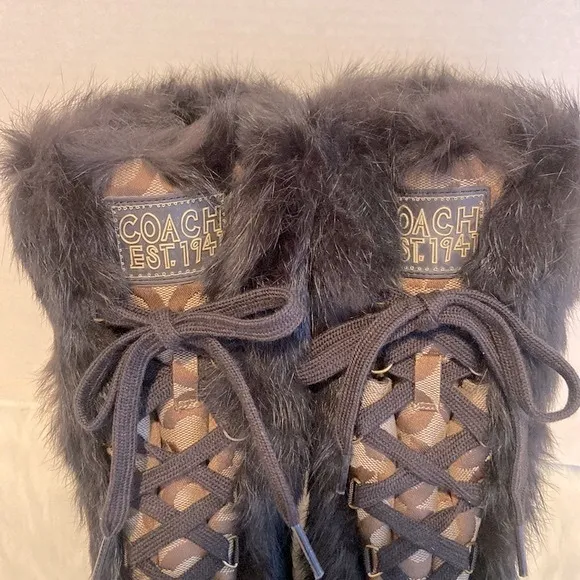 New Coach Jennie Fur Trim Boots Size 6 1/2