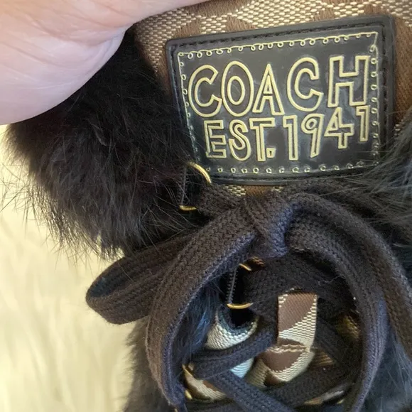 New Coach Jennie Fur Trim Boots Size 6 1/2