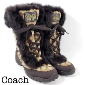 New Coach Jennie Fur Trim Boots Size 6 1/2