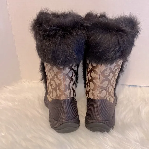 New Coach Jennie Fur Trim Boots Size 6 1/2