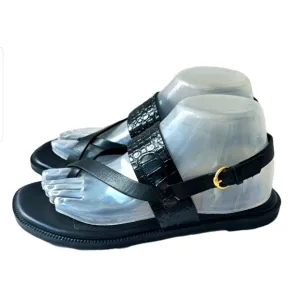 New Cole Haan Anica Lux Sandals Black Crocodile Leather Size Women's Size 7