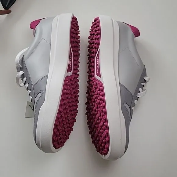 NEW COLE HAAN GRAND 360 WATERPROOF GRAY LEATHER PINK LACE UP GOLF SNEAKERS SHOES
