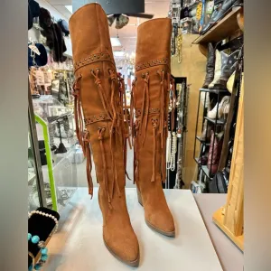 New Dingo Over The Knee Suede Fringe Pull On  Womens Boots DI 268 Size 6.5