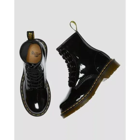 NEW Dr. Martens 1460 Patent Leather Lace Up Combat Boots Black Women's Size 6