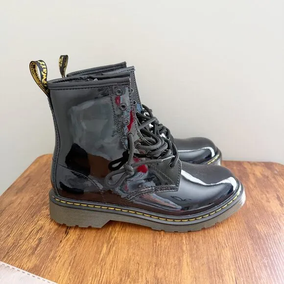 NEW Dr. Martens 1460 Patent Leather Lace Up Combat Boots Black Women's Size 6