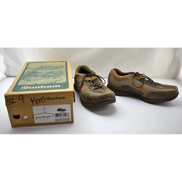 NEW Dunham Oakdale Sport Oxfords Green &amp; Tan Distressed Leather - Men's 9 EEEE