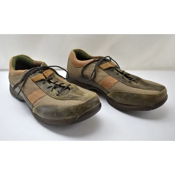 NEW Dunham Oakdale Sport Oxfords Green &amp; Tan Distressed Leather - Men's 9 EEEE