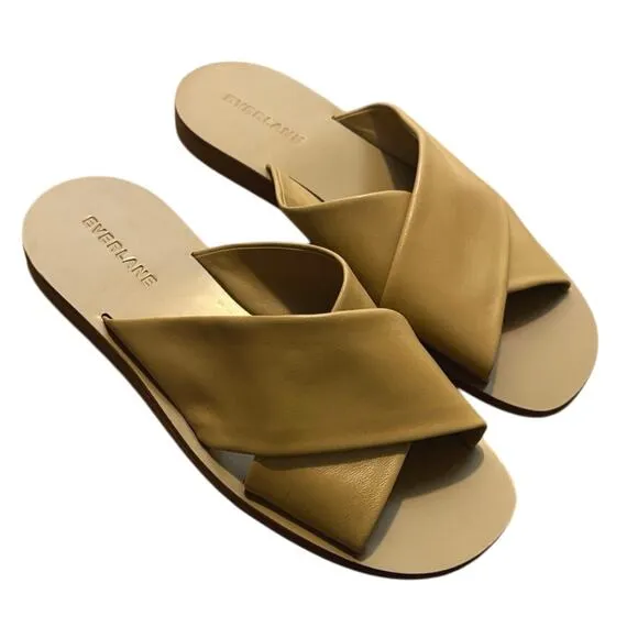 NEW Everlane The Day Leather Crossover Sandal In Sienna Brown Size 7