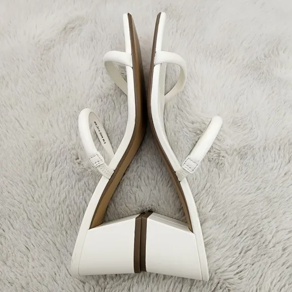 NEW Everlane White Leather Double Strap Block Heel Sandals