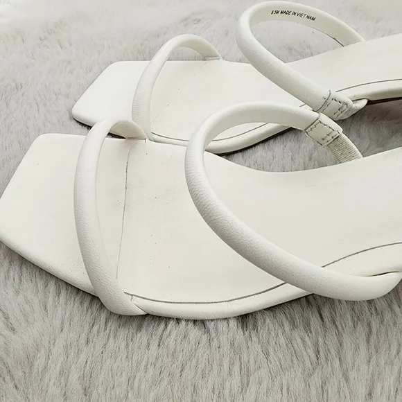 NEW Everlane White Leather Double Strap Block Heel Sandals