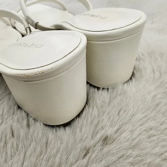 NEW Everlane White Leather Double Strap Block Heel Sandals