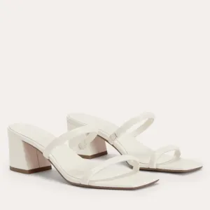 NEW Everlane White Leather Double Strap Block Heel Sandals
