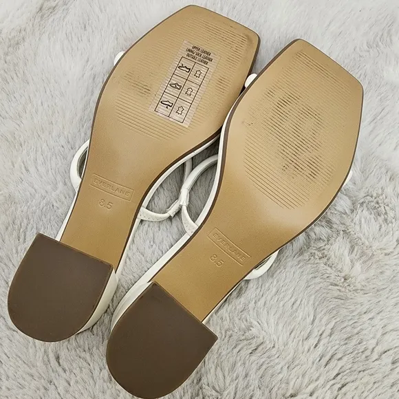 NEW Everlane White Leather Double Strap Block Heel Sandals