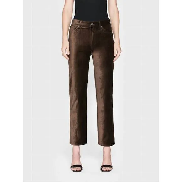 NEW FRAME le sleek straight jeans in peppercorn velvet