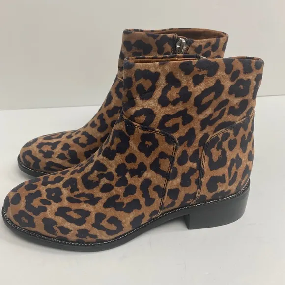 NEW Franco Sarto Boots Benny Leopard Print Ankle Boot Embellished Size 6