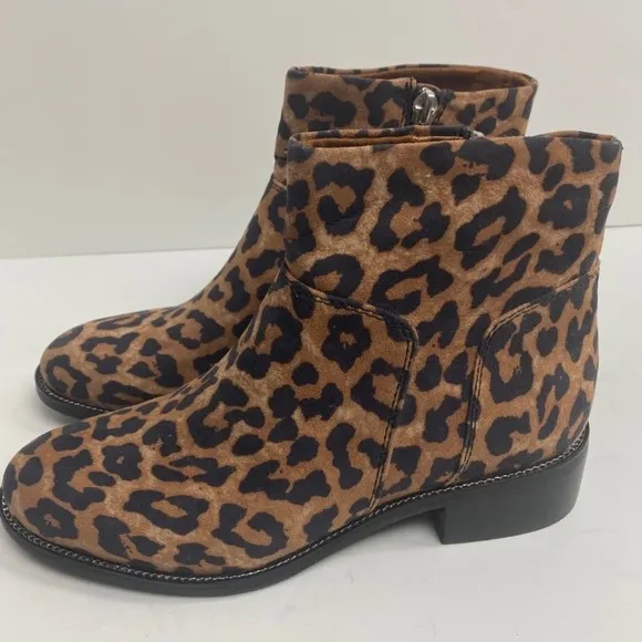 NEW Franco Sarto Boots Benny Leopard Print Ankle Boot Embellished Size 6