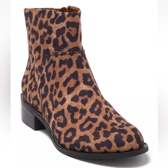 NEW Franco Sarto Boots Benny Leopard Print Ankle Boot Embellished Size 6
