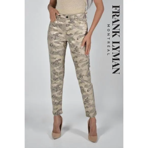 NEW FRANK LYMAN snake jean in gold