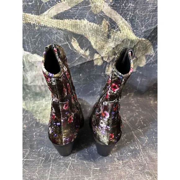 New Free People Brayden Western Boots in Wild Flower Floral Print Velvet Sz 37.5